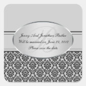 シルバーダマスク日付ステッカーを保存 スクエアシール (正面)