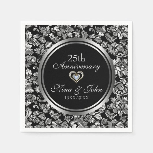 シルバーダマスク スタンダードカクテルナプキン (正面)