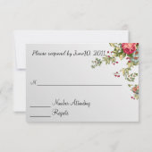 シルバーダマスク 結婚式 RSVP フローラル (裏面)