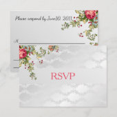 シルバーダマスク 結婚式 RSVP フローラル (正面/裏面)