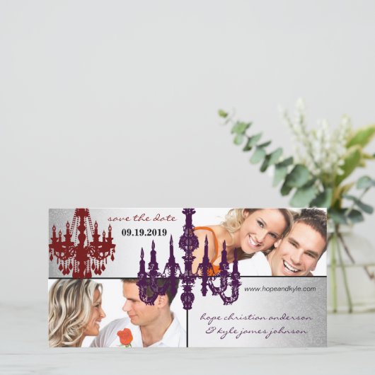 シルバーダマスクChandelier日付写真を保存 セーブザデート (スタンド正面)