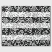 シルバーダムスオンホワイト&ブラックストライプ ラッピングペーパー (フラット)