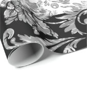 シルバーダムスオンホワイト&ブラックストライプ ラッピングペーパー (ロールコーナー)