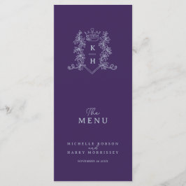 シルバーダークパープルクラウンクレスト結婚モノグラム メニュー