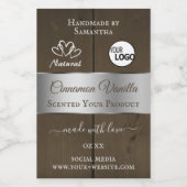 シルバーダークブラウン木目の製品ラベルのロゴ フードラベル (シングルラベル)