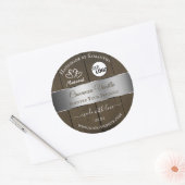 シルバーダークブラウン木目の製品ラベルのロゴ ラウンドシール (封筒)