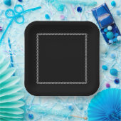 シルバーチェーンフレームブラックスクエア紙プレート ペーパープレート (パーティー)