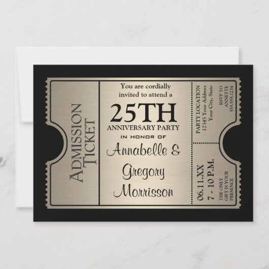 シルバーチケットスタイル25結婚周年記念パーティー 招待状 (正面)