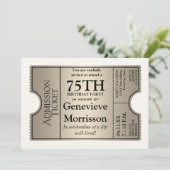 シルバーチケットスタイル75thバースデーパーティー招待状 招待状 (スタンド正面)