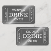 シルバーチケットスタイル "私たちと一緒にドリンクを楽しんで" エンクロージャーカード (正面/裏面)