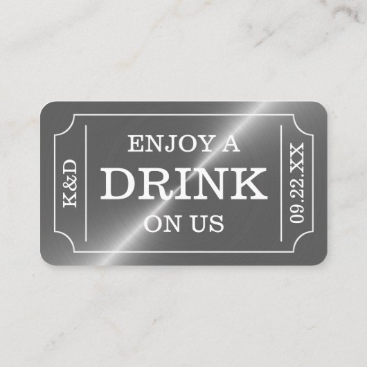 シルバーチケットスタイル "私たちと一緒にドリンクを楽しんで" エンクロージャーカード (裏面)