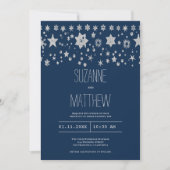 シルバーチャーストマス妖精のライトウィンターウェディング 招待状 (正面)