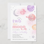 シルバーツザムーンガールの誕生日招待状 招待状 (正面)