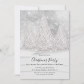 シルバーツリーの雪の冬のシーンのクリスマス 招待状 (正面)