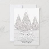 シルバーツリーの雪の冬のシーンのクリスマス 招待状 (正面)