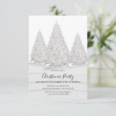 シルバーツリーの雪の冬のシーンのクリスマス 招待状 (スタンド正面)