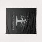 シルバーツリ不気味ーのハロウィーン写真の背景 タペストリー (正面(横))