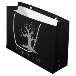 シルバーツリ不気味ーハロウィーン ラージペーパーバッグ