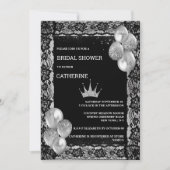 シルバーティアラの黒いレース風エレガント船パーティー  招待状 (正面)