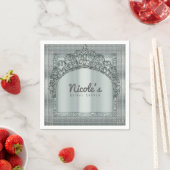 シルバーティアラクラウン&ダイヤモンドきらきら光るパーティーエレガント スタンダードカクテルナプキン (インサイチュ)