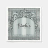 シルバーティアラクラウン&ダイヤモンドきらきら光るパーティーエレガント スタンダードカクテルナプキン (正面)