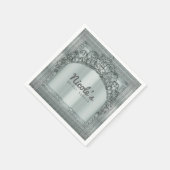 シルバーティアラクラウン&ダイヤモンドきらきら光るパーティーエレガント スタンダードカクテルナプキン (角)