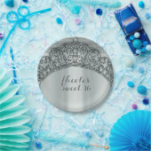 シルバーティアラクラウン&ダイヤモンドきらきら光るパーティー ペーパープレート (パーティー)