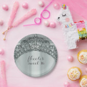 シルバーティアラクラウン&ダイヤモンドきらきら光るパーティー ペーパープレート (パーティー)