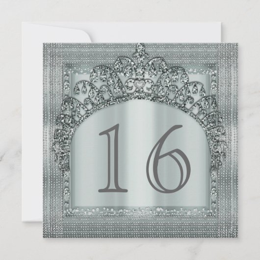 シルバーティアラクラウン&ダイヤモンドきらきら光る招待状 招待状 (裏面)