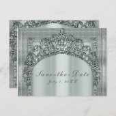 シルバーティアラクラウン&ダイヤモンドきらきら光る日付を保存 案内ポストカード (正面/裏面)