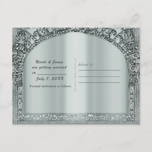 シルバーティアラクラウン&ダイヤモンドきらきら光る日付を保存 案内ポストカード (裏面)