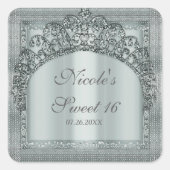 シルバーティアラクラウン&ダイヤモンドパきらきら光るーティー特典 スクエアシール (正面)