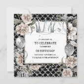 シルバーティアラシャビーシックなフローラマーメイドはかりで測 招待状 (正面)