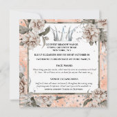シルバーティアラシャビーシックフローラグリッター桃 招待状 (裏面)