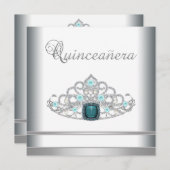 シルバーティアラティール（緑がかった色）ブルーキンセアニェラ 招待状 (正面/裏面)