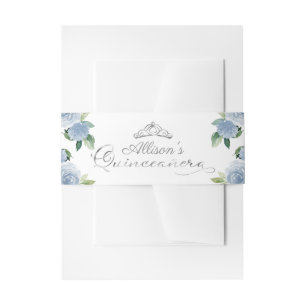 シルバーティアラライトブルーフローラキンセアニェラ 招待状ベリーバンド