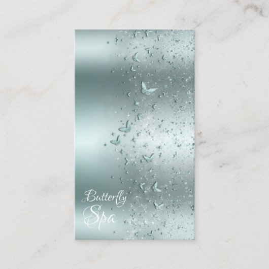 シルバーティール（緑がかった色）アクアスパークルフラッタバタフライ 名刺 (正面)