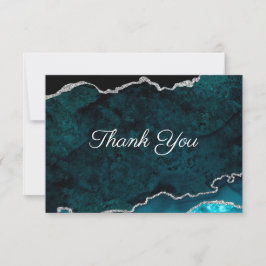 シルバーティール（緑がかった色）アゲ結婚ート サンキューカード