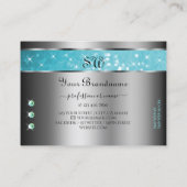 シルバーティール（緑がかった色）グリッタースパークルラインストーンズイニシャル 名刺 (裏面)