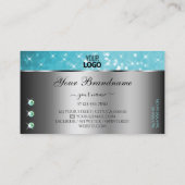 シルバーティール（緑がかった色）グリッタースパークルライン石とロゴ 名刺 (裏面)