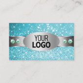 シルバーティール（緑がかった色）グリッタースパークルライン石とロゴ 名刺 (正面)
