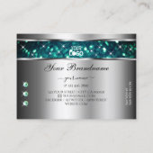 シルバーティール（緑がかった色）グリッタースパークルRhinestones追加ロゴ 名刺 (裏面)