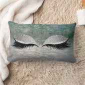 シルバーティール(緑がかった色)グリッターブラックグレーメイクアップグレー ランバークッション (ブランケット)