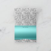 シルバーティール(緑がかった色)グリッター&ジュエルボウサンキューカード サンキューカード (内部)