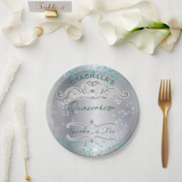 シルバーティール（緑がかった色）ジュエリドティアラキンセアニラ ペーパープレート