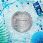 シルバーティール（緑がかった色）ジュエリドティアラキンセアニラ ペーパープレート (パーティー)