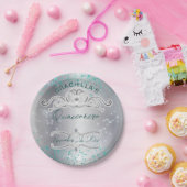 シルバーティール（緑がかった色）ジュエリドティアラキンセアニラ ペーパープレート (パーティー)