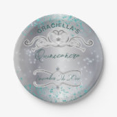 シルバーティール（緑がかった色）ジュエリドティアラキンセアニラ ペーパープレート (正面)