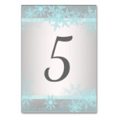 シルバーティール(緑がかった色)ブルースノーフレークテーブルナンバーカード テーブルナンバー (裏面)