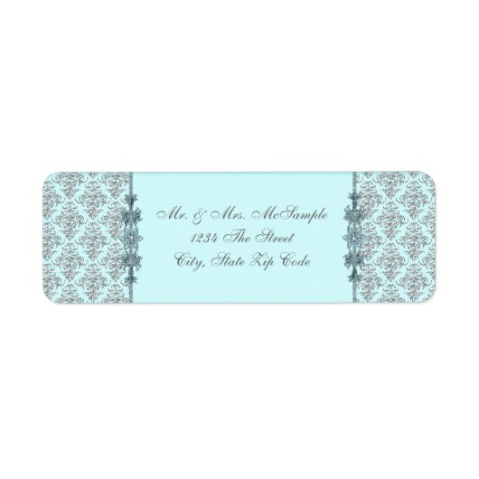 シルバーティール（緑がかった色）ブルーダマスク住所 シール (正面)